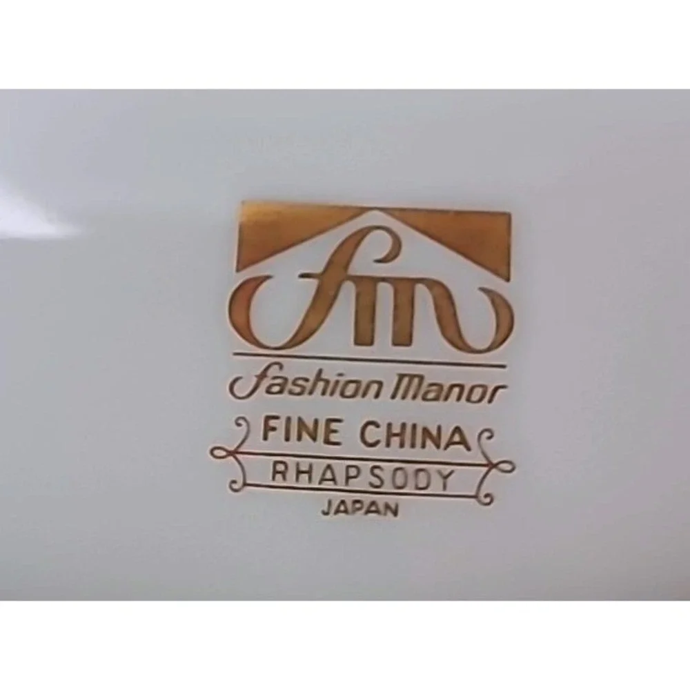 Vintage Fashion Manor Rhapsody Fine China Oval Serving‎ Platter Black Gold Japan